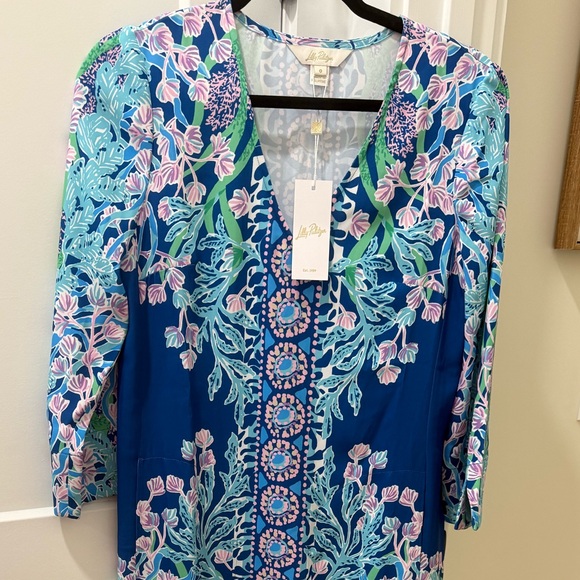 NWT Lilly Pulitzer Noland Maxi Dress Seacret Escape Engineered Woven Maxi Dress - Picture 5 of 13